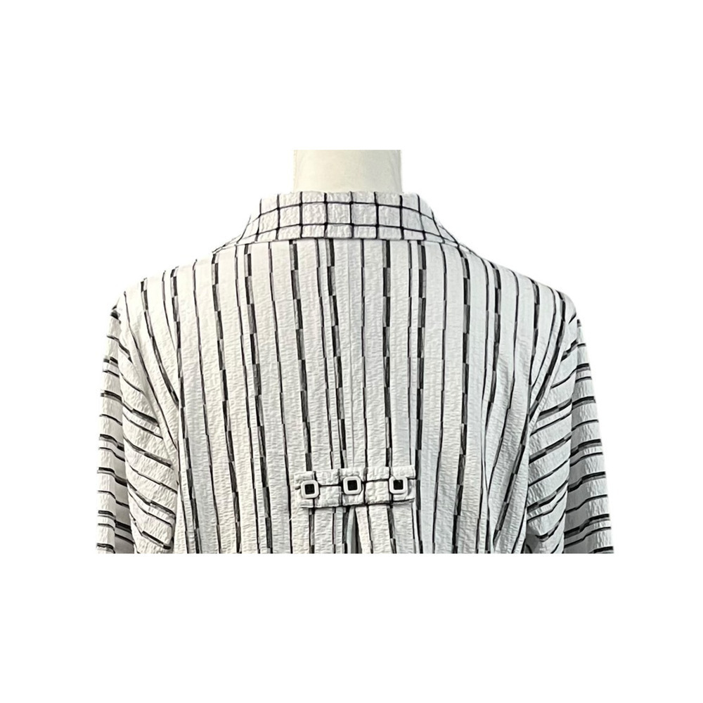Habitat Clothes To Live In Tunic Size Medium Black White Stripes Textured Artsy - Picture 8 of 13
